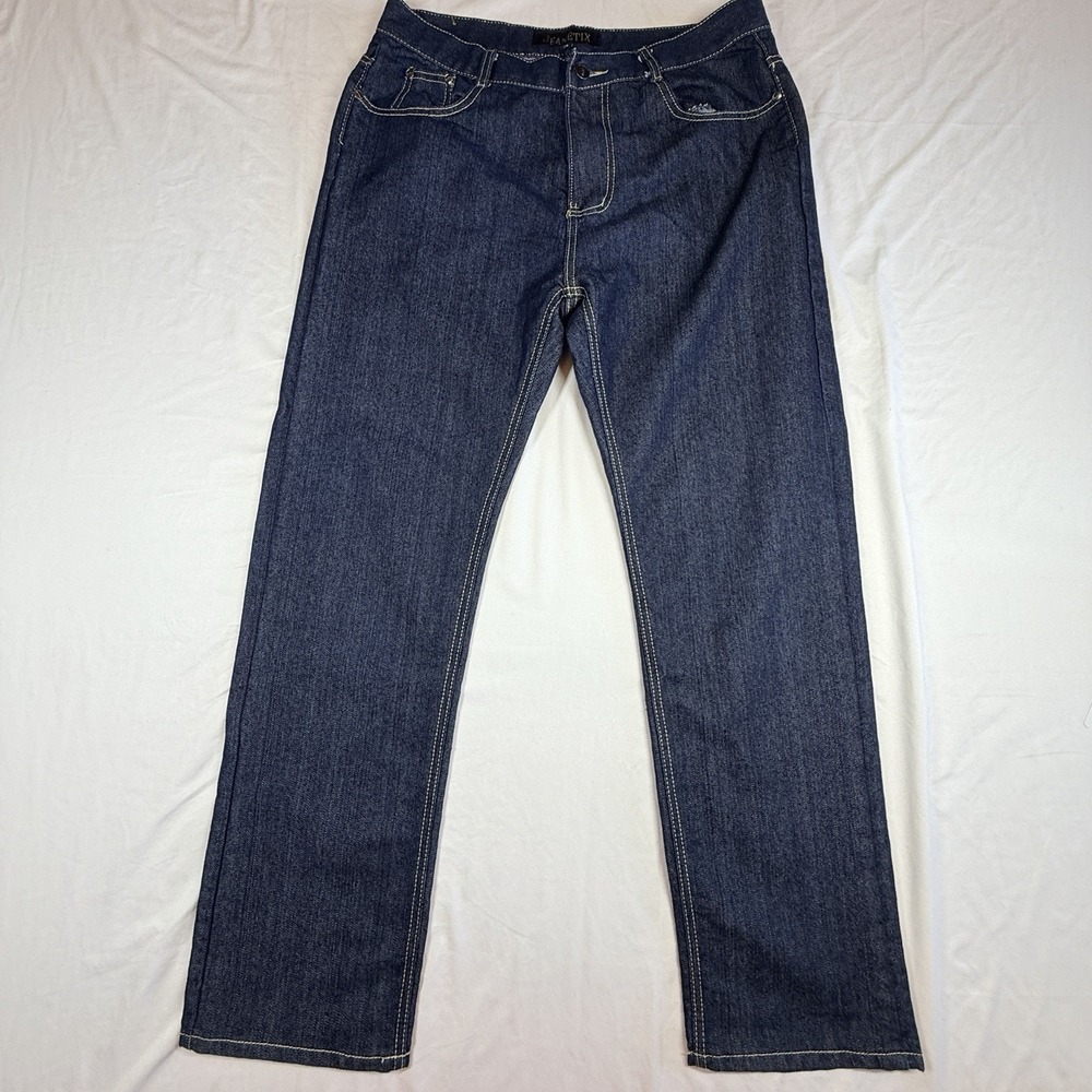 Jeanetix Men's Jeans Dark Wash Size 34/30 Contrast Stitching Streetwear New York